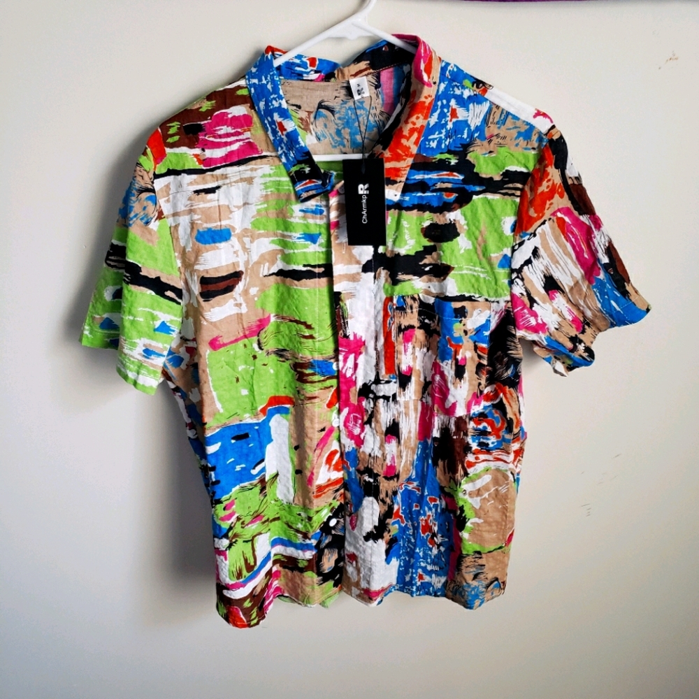 Colorful short sleeve button shirt